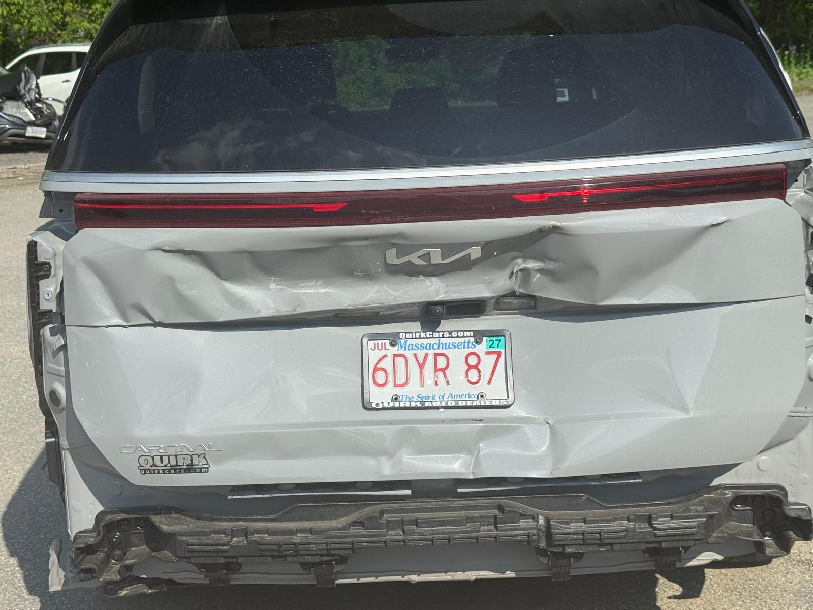 Before photo of Kia Carnival rear-end collision damage at R&K Auto Body in Haverhill MA