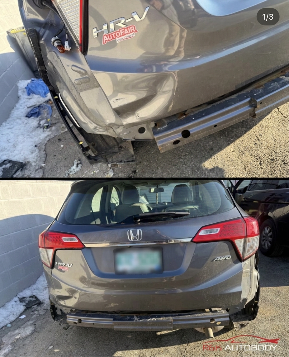 Before photo of Honda HR-V rear-end collision damage at R&K Auto Body in Haverhill MA