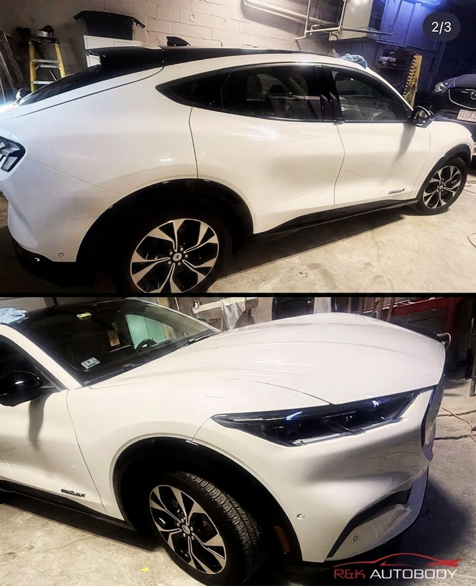 Ford Mustang Mach-E body repair completed by R&K Auto Body Corp., a registered Tesla partner in Haverhill MA