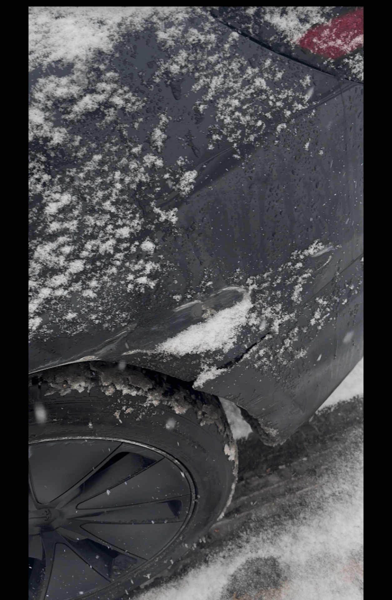 Before photo of Tesla Model 3 rear quarter panel damage at R&K Auto Body in Haverhill MA