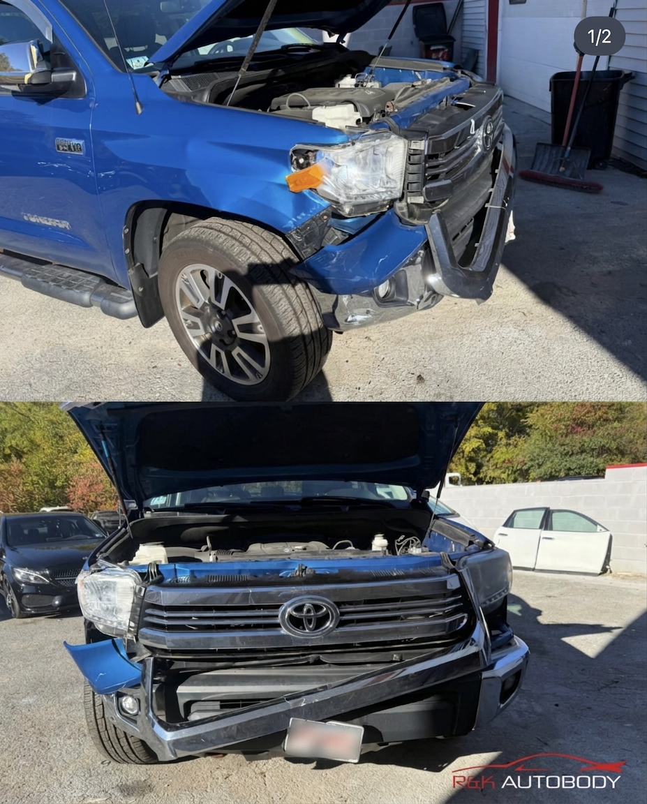Before photo of Toyota Tundra front-end collision damage at R&K Auto Body in Haverhill MA