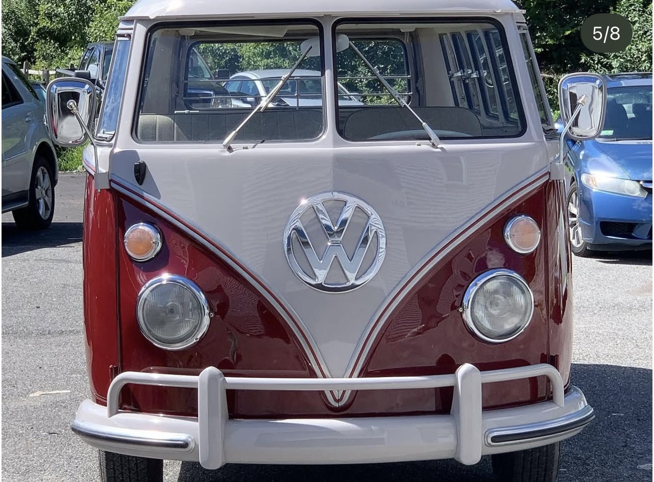 After photo of classic Volkswagen Bus restoration with two-tone paint matching in Haverhill MA